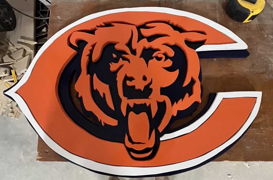 Chicago Bears 'C' with the bear head cut and layered over the wordmark shape