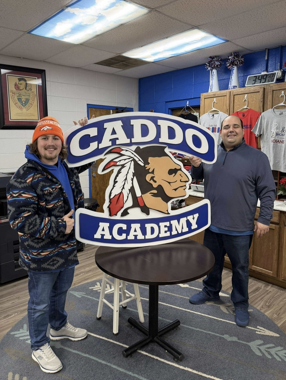 Caddo Academy mascot sign, delivered to the school spirit store